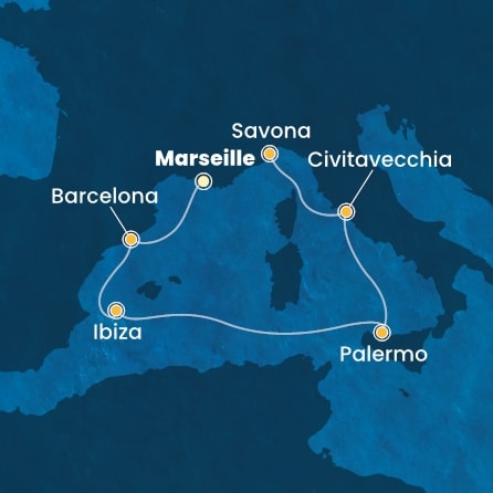 Harta croaziera France, Spain, Balearic Islands, Italy