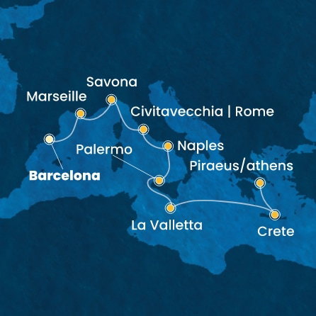 Harta croaziera Croazieră în Eastern Mediterranean