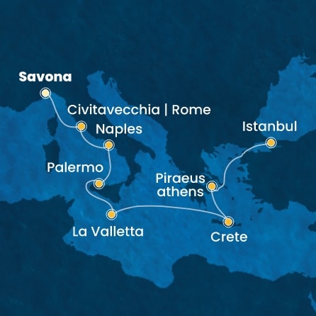 Harta croaziera Croazieră în Eastern Mediterranean