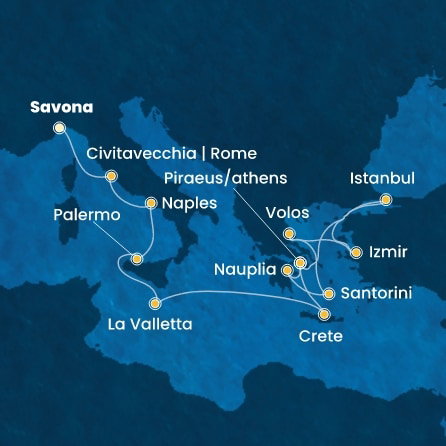 Harta croaziera Croazieră în Eastern Mediterranean