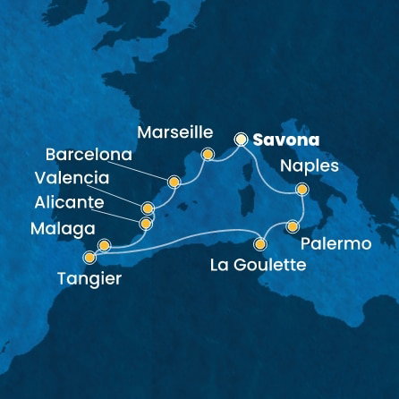 Harta croaziera Croazieră în Western Mediterranean