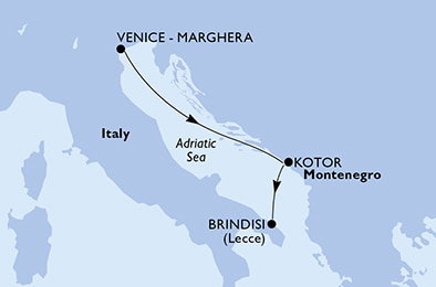 Harta croaziera Croazieră în Mediterana