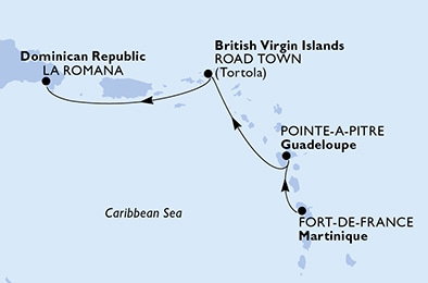 Harta croaziera Croazieră în America Centrală și Caraibe